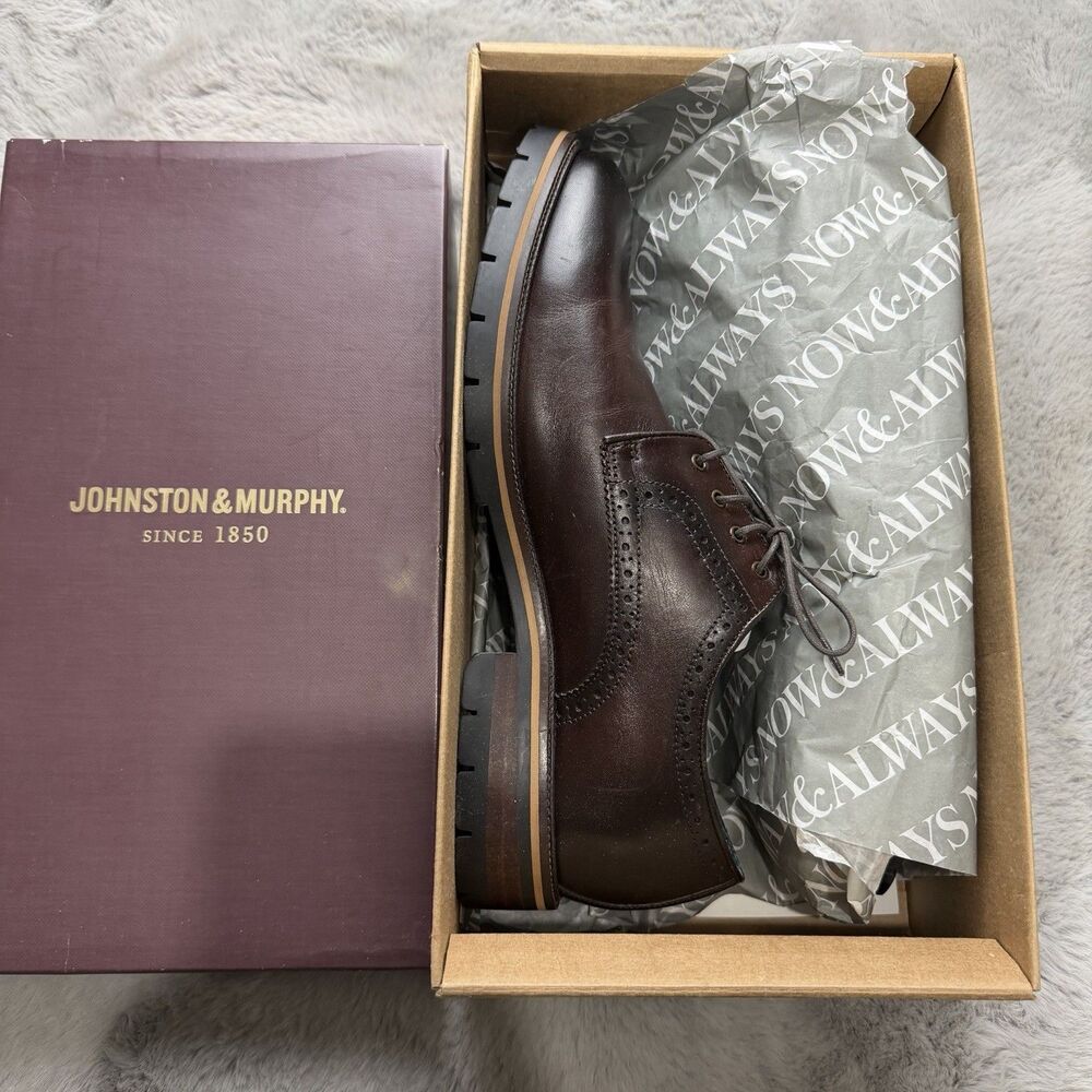 Johnston & Murphy CODY Plain Toe Mahogany FG Leather Dress Shoes Size 11
